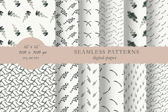 Abstract Dash Pattern Watercolor Paper and Illustrations