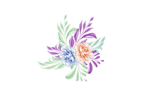 Cute Digital Clipart Floral Watercolor 8 Illustrations