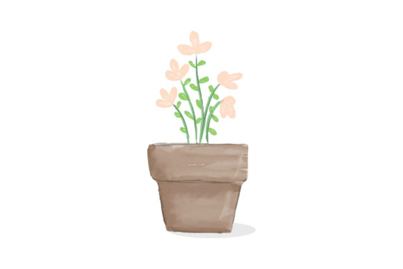 Floral on the Pot Watercolor Style 02 and Illustrations