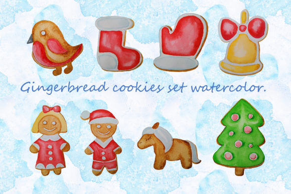 Gingerbread Cookies Set Watercolor