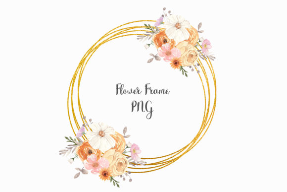 Gold Geometric Frame with Watercolor