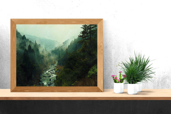 Mountain Landscape Watercolor Artwork and Illustrations