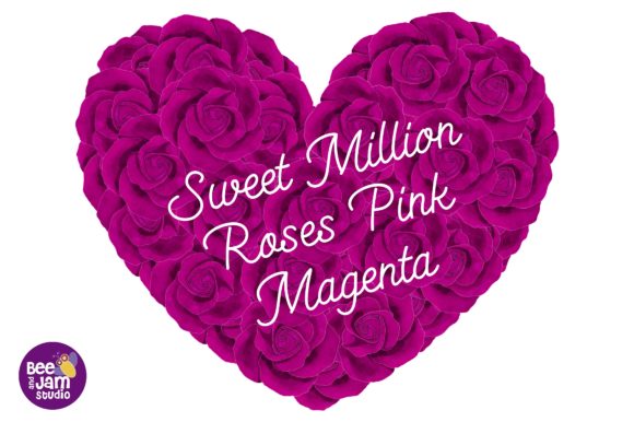 Rose Pink Magenta Heart Watercolor Illustrations