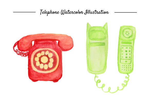 Telephone Watercolor Illustration