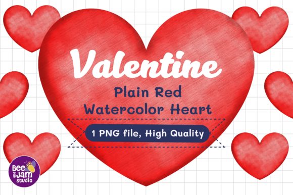 Valentine Plain Red Watercolor Heart Illustrations
