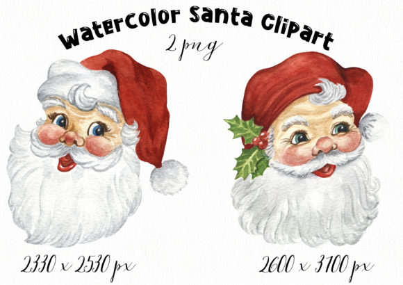Vintage Santa Claus Watercolor Illustrations