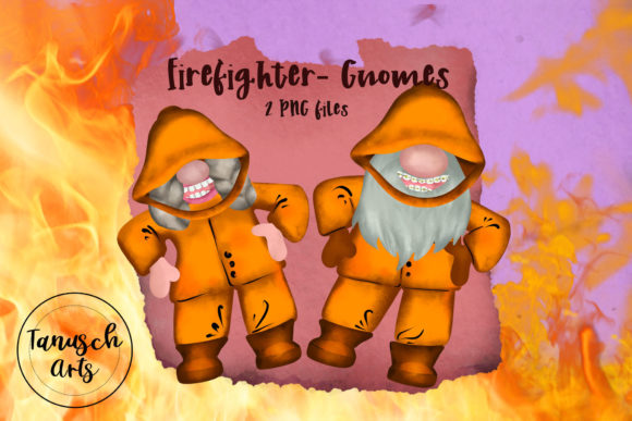 Watercolor Firefighter Gnome PNG