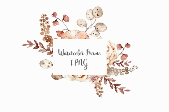 Watercolor Floral Frame Beige Flower Illustrations
