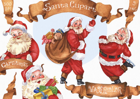 Watercolor Santa Claus