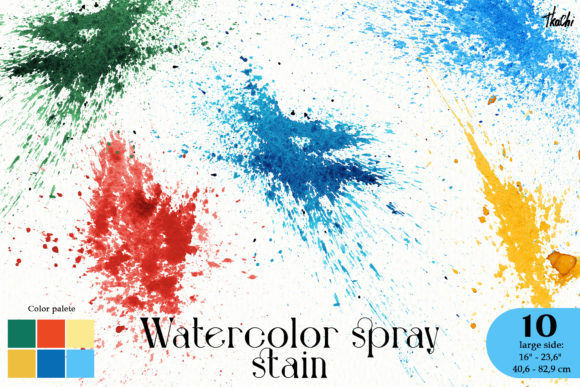 Watercolor Splatter Spray Stain Clipart and Illustrations