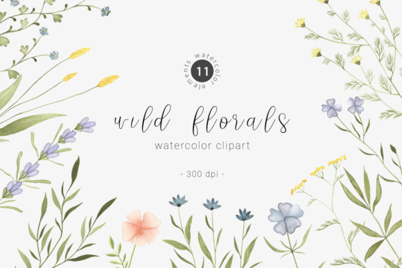 Watercolor Wildflower Botanical Clipart