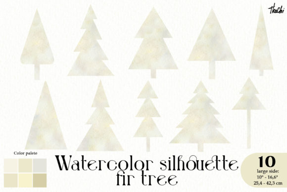 Winter Watercolor Tree Silhouette Png Illustrations